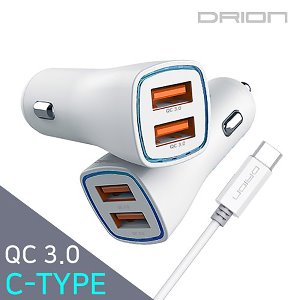 드리온 차량용 고속충전기 USB2구 C핀 DR-C4-QC36W-CP